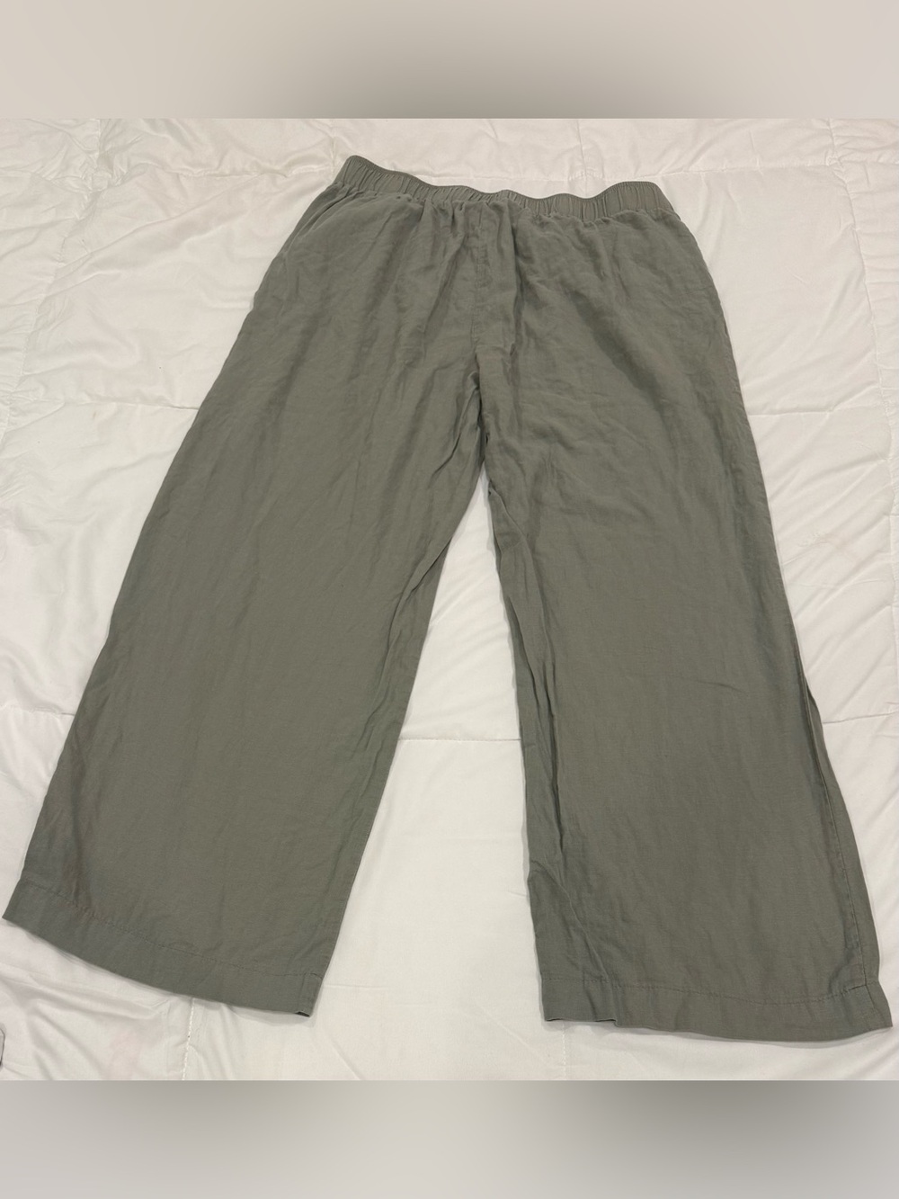Sincerely Jules Olive Green Linen Blend Wide Leg Pants - Size XL - Picture 2 of 4